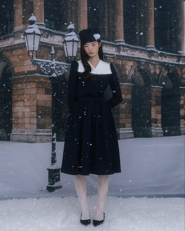 Classical lace collar dress