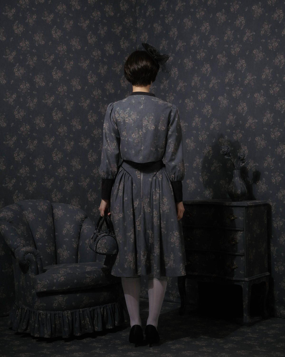 Floral corduroy skirt
