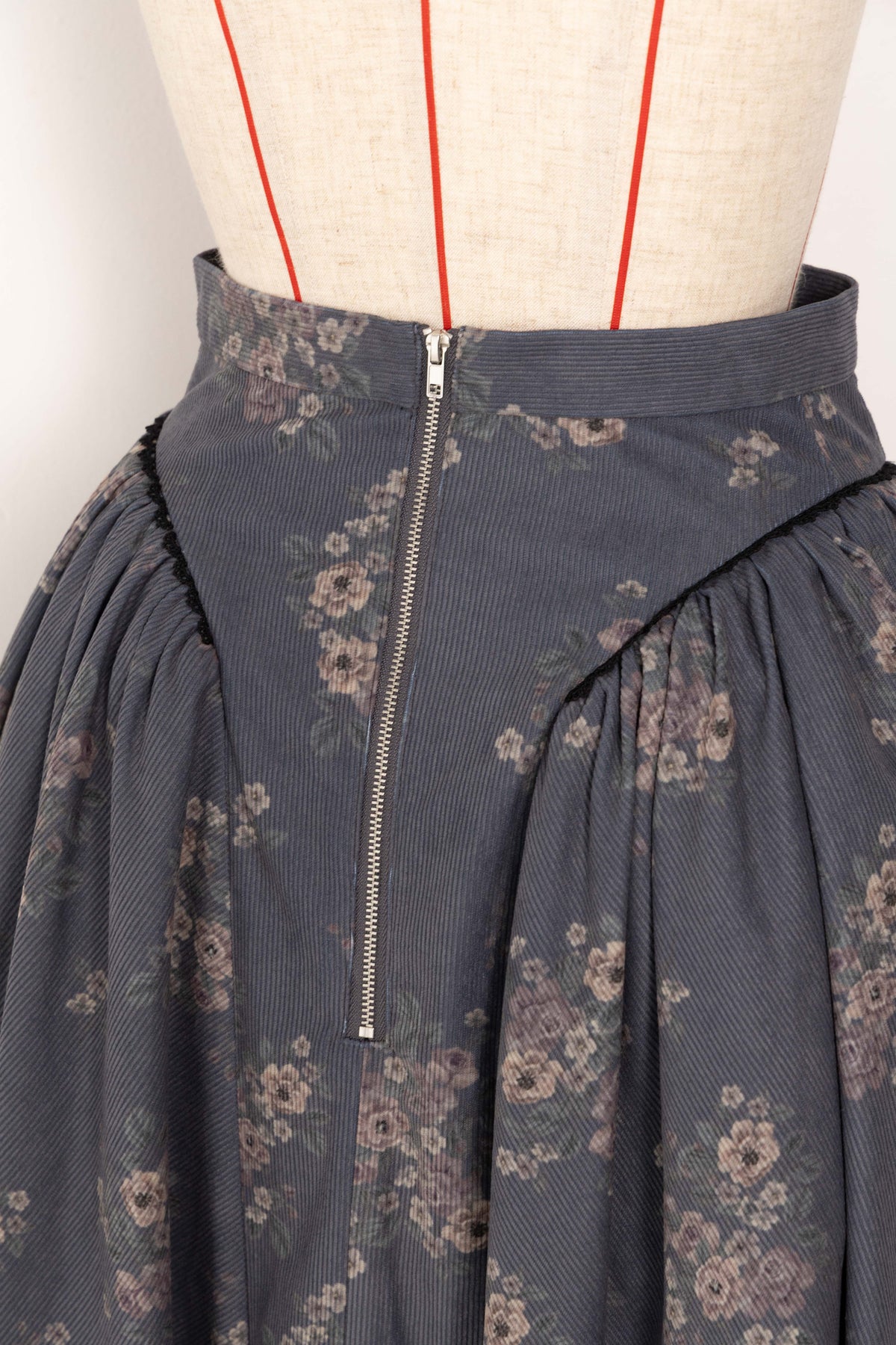 Floral corduroy skirt
