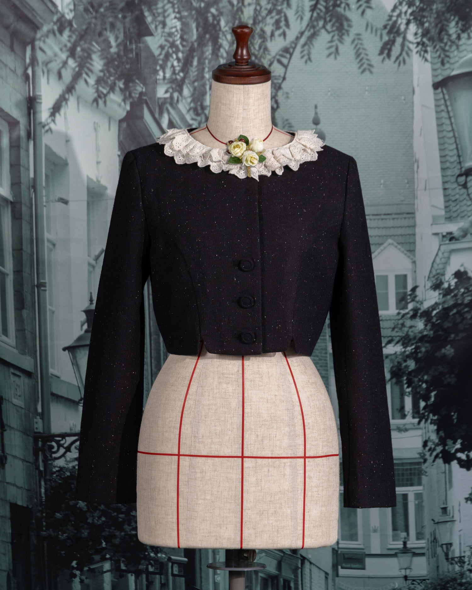 Flower corsage short jacket