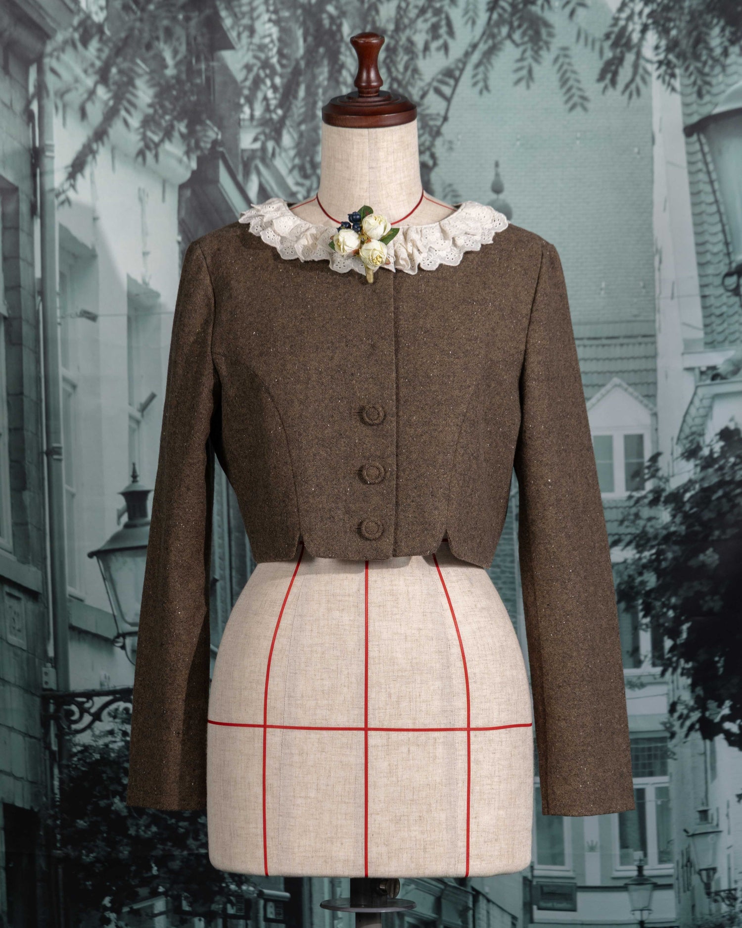 Flower corsage short jacket