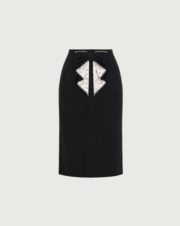 Floral ribbon pencil skirt