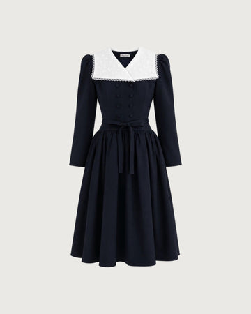 Classical lace collar dress