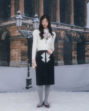 Floral ribbon pencil skirt