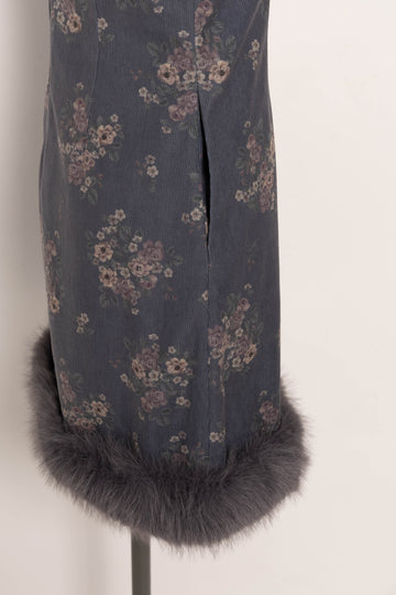Floral corduroy mini dress