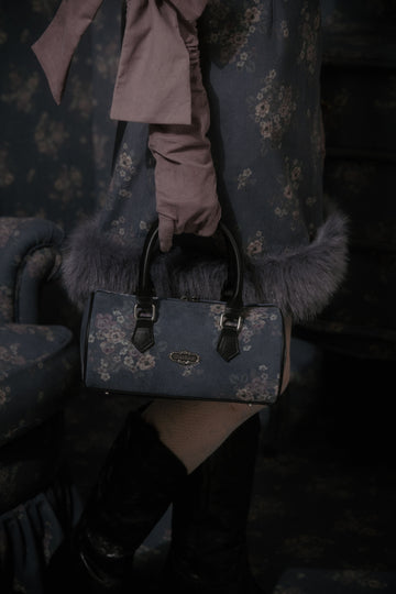 Floral corduroy boston bag