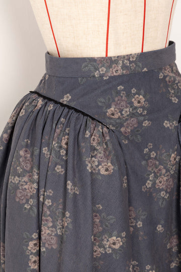 Floral corduroy skirt