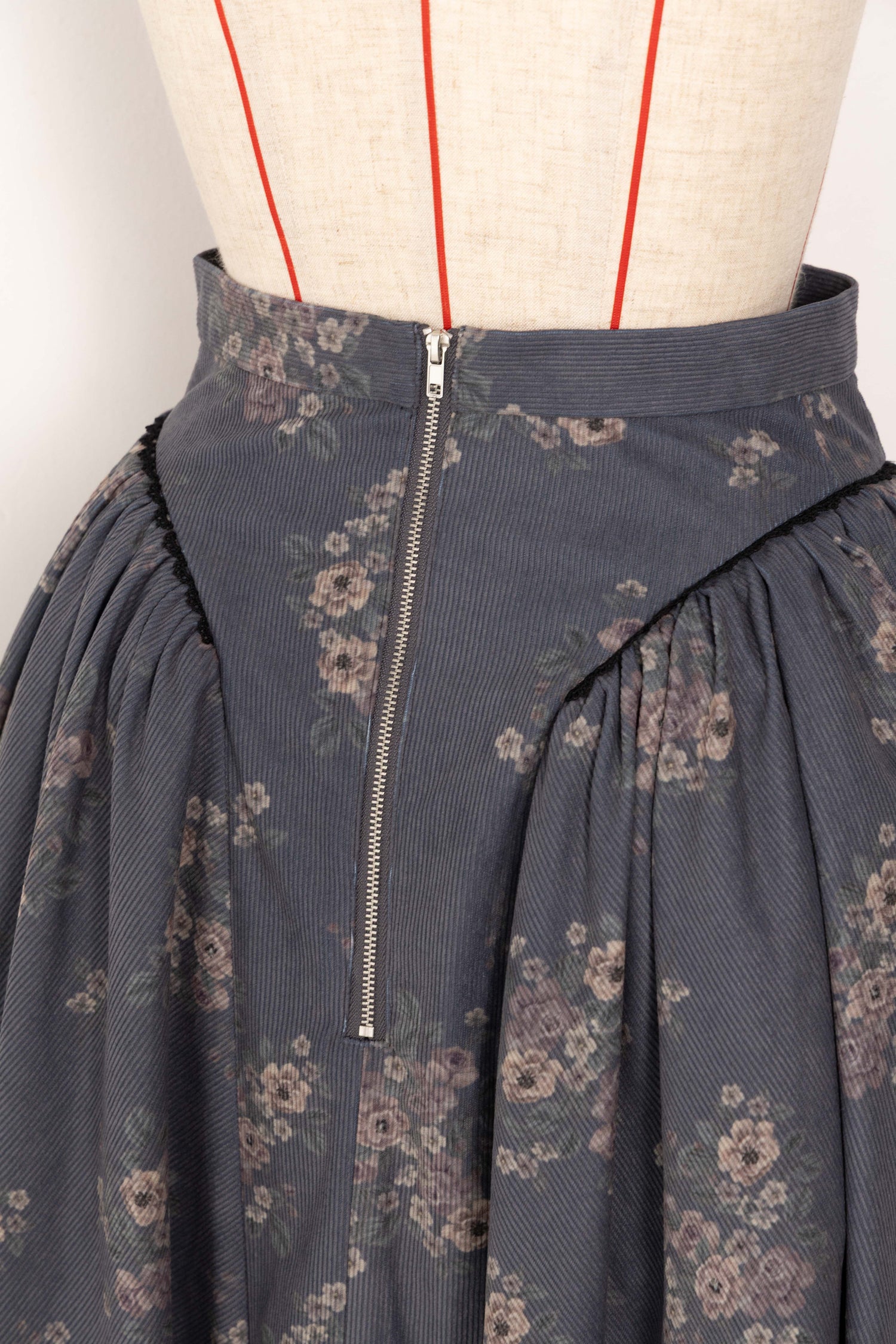 Floral corduroy skirt