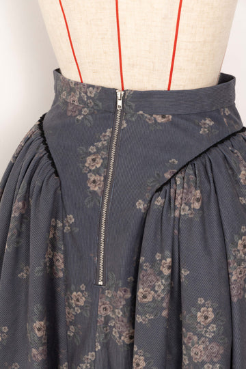 Floral corduroy skirt