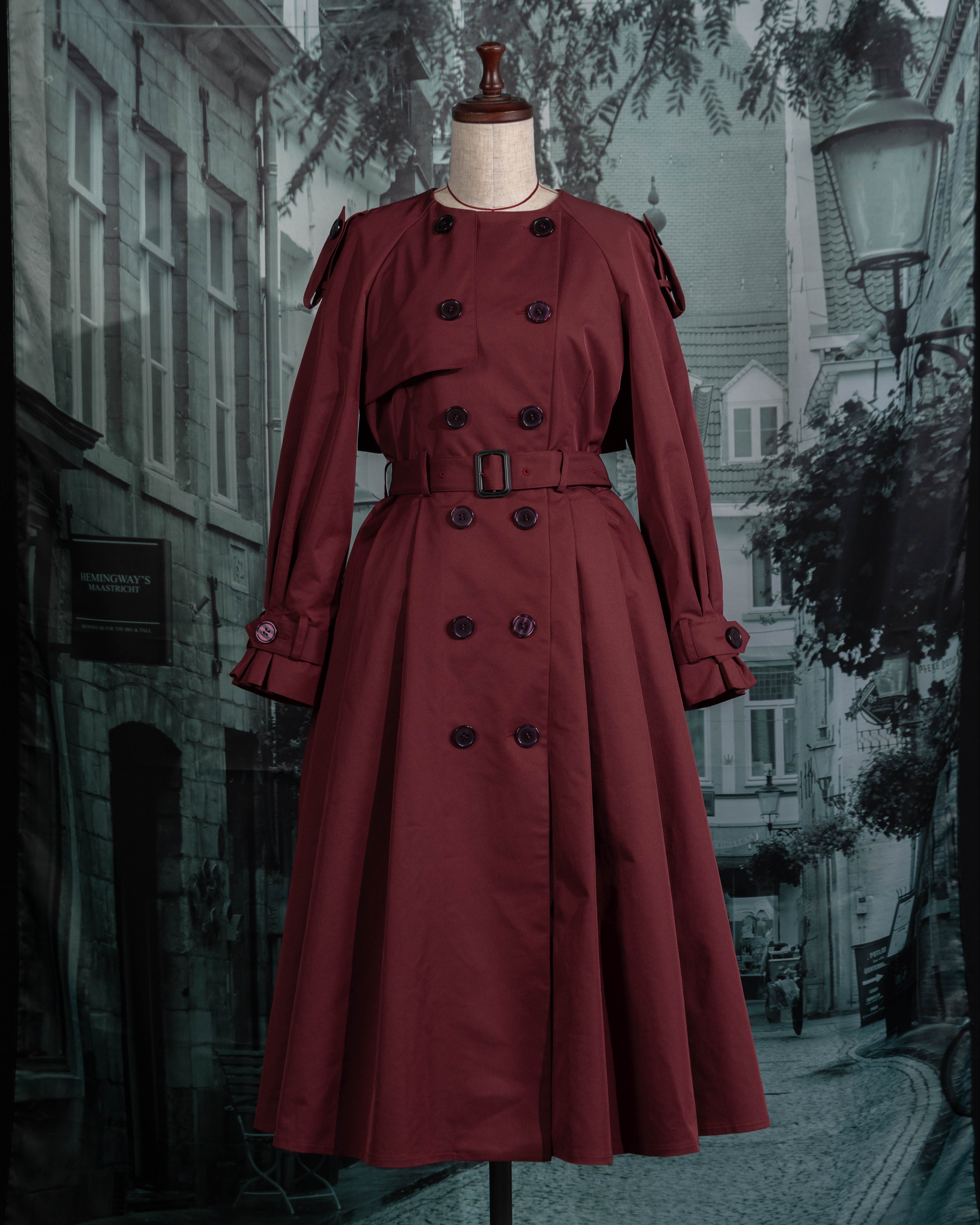 ダックスDAKS赤 ロングコート ダブルブレスト 裏総柄 レッド　トレンチコート ダックスDAKS赤 ロングコート ダブルブレスト 裏総柄 レッド