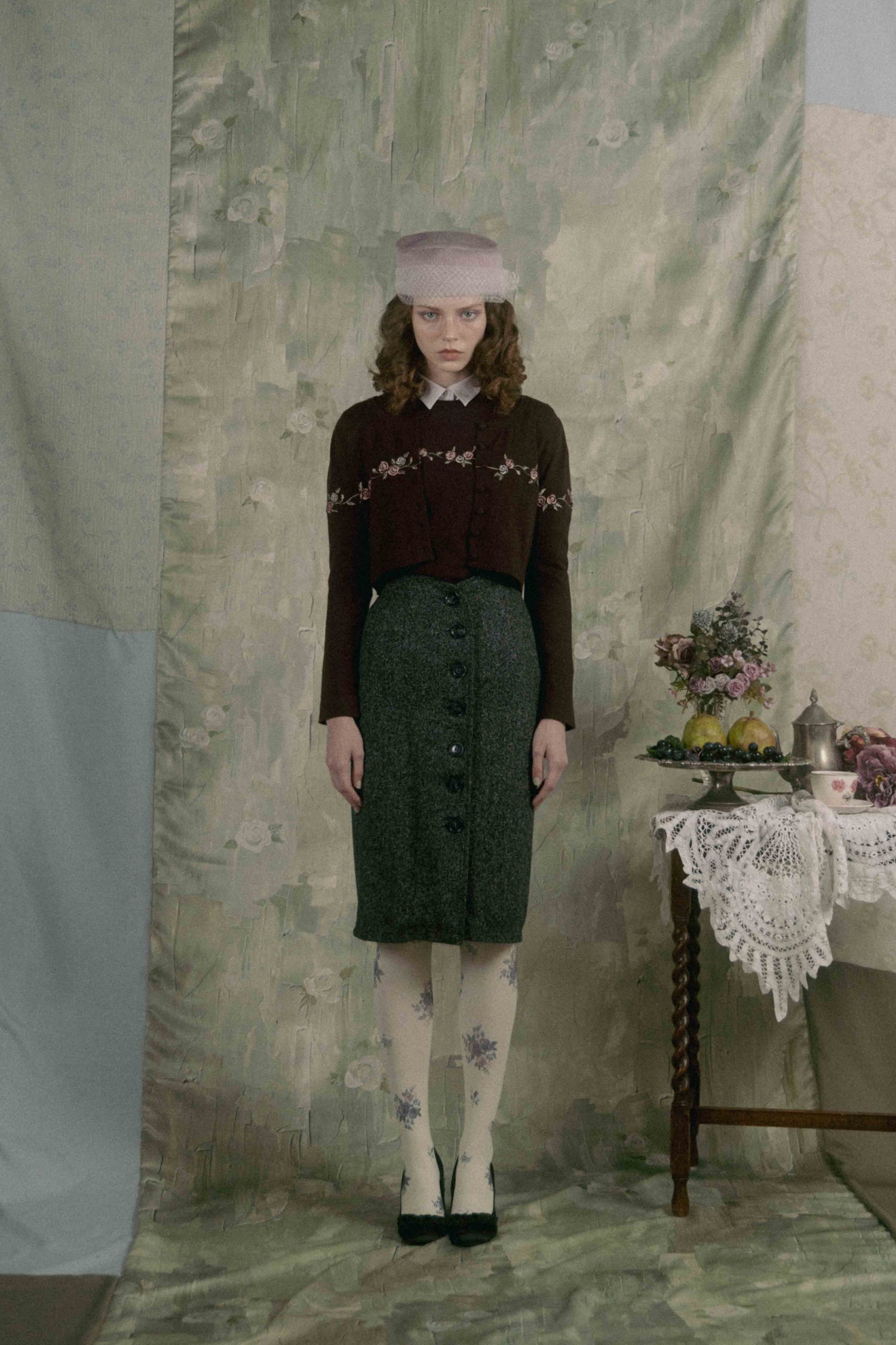 Rose embroidery ensemble