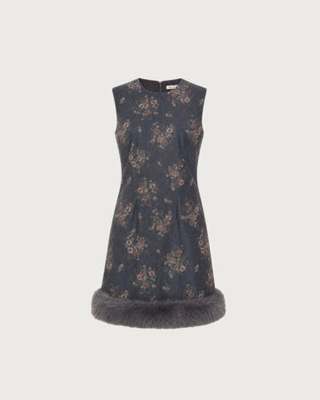 Floral corduroy mini dress
